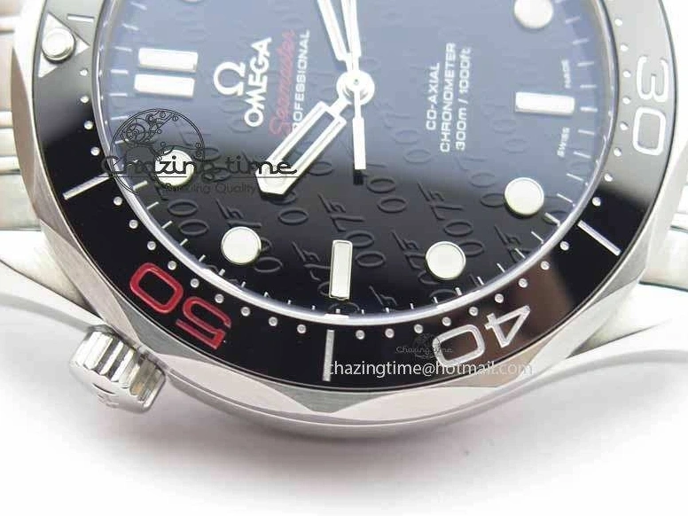 1228 Seamaster 300M 007 SS MK 1:1 Best Edition Black 007 Dial Ceramic Bezel On SS Bracelet A EasyCare 8178